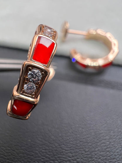 [GALE]SERPENTI CARNELIAN PINK GOLD EARRINGS