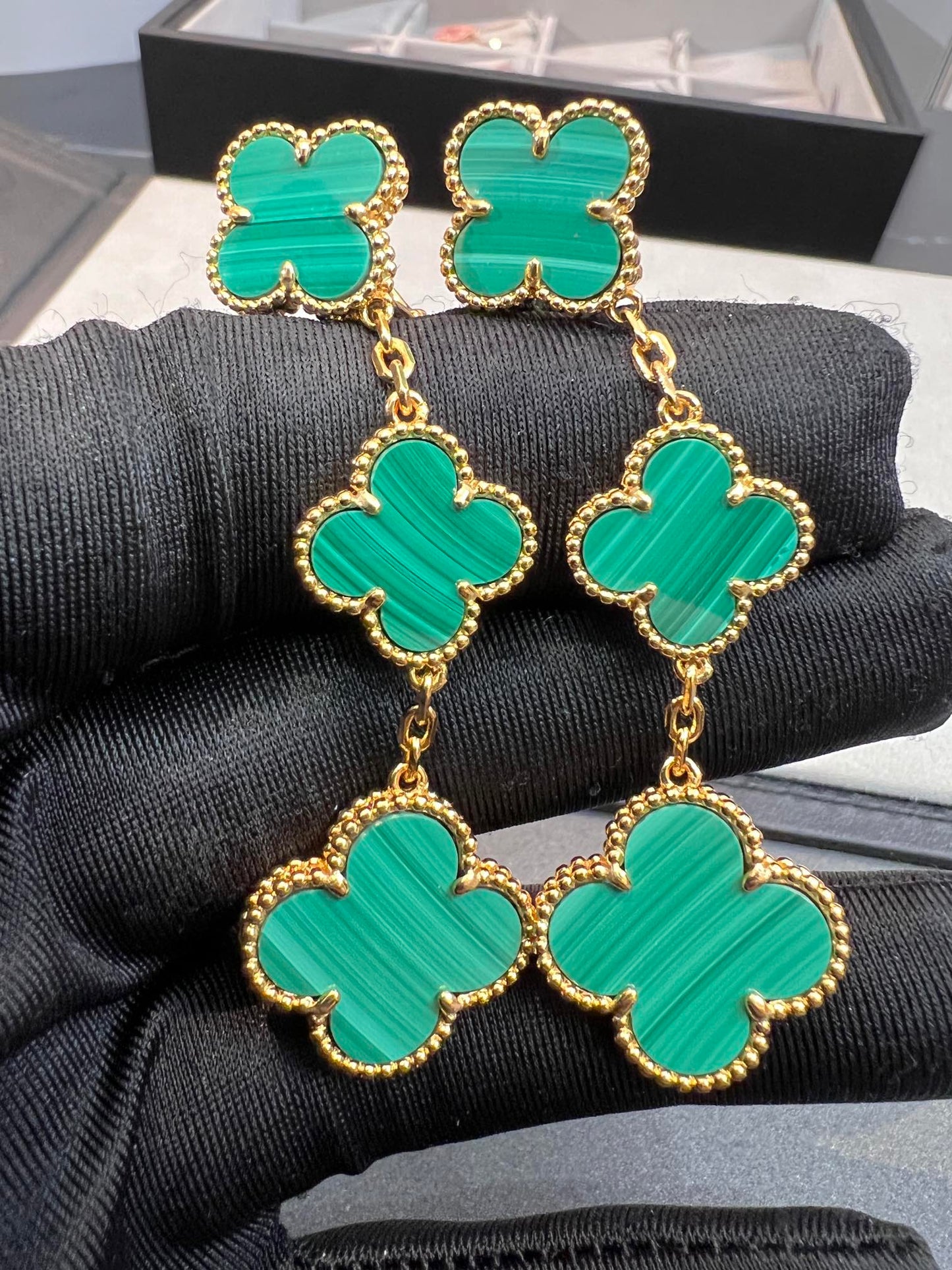 [GALE]CLOVER MALACHITE 3 MOTIFS GOLD