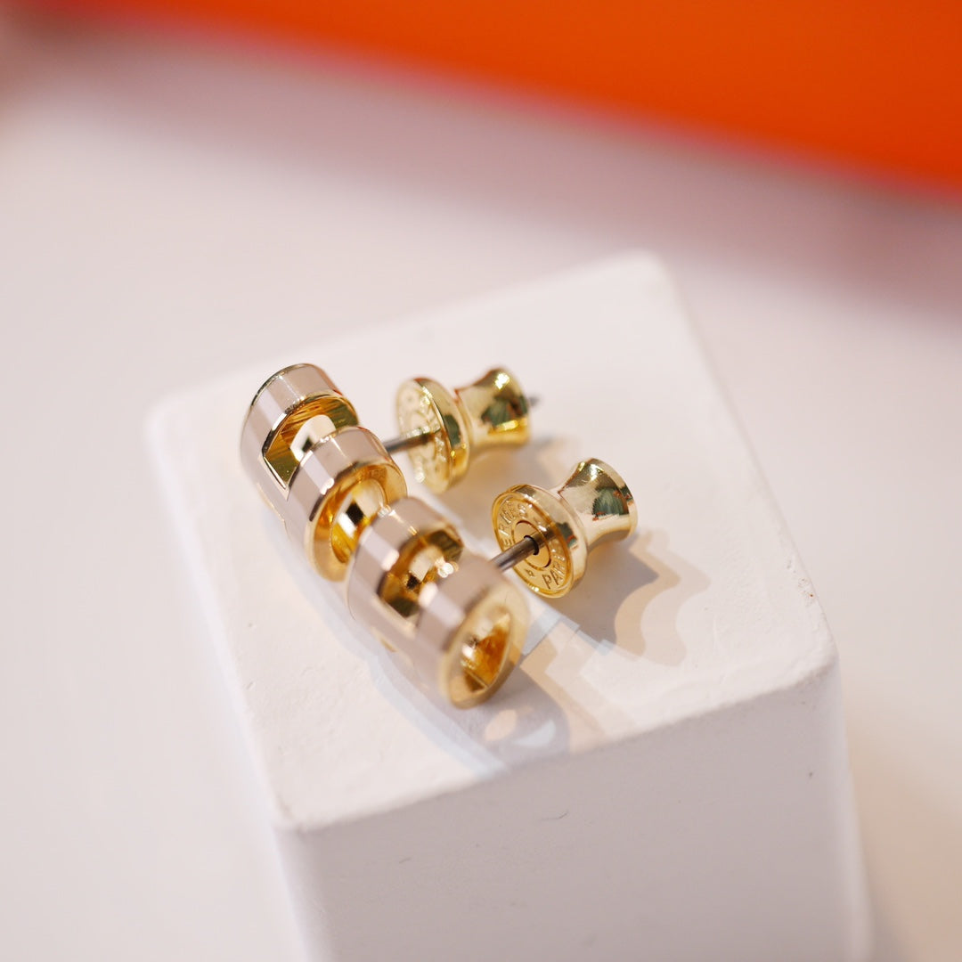 [GALE]MINI POP H GOLD EARRINGS GREY