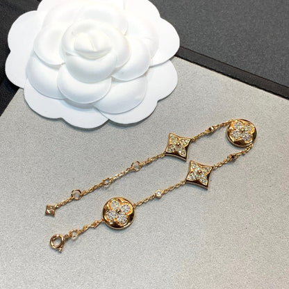 [GALE]STAR AND SUN 4 MOTIFS GOLD DIAMONDS BRACELET