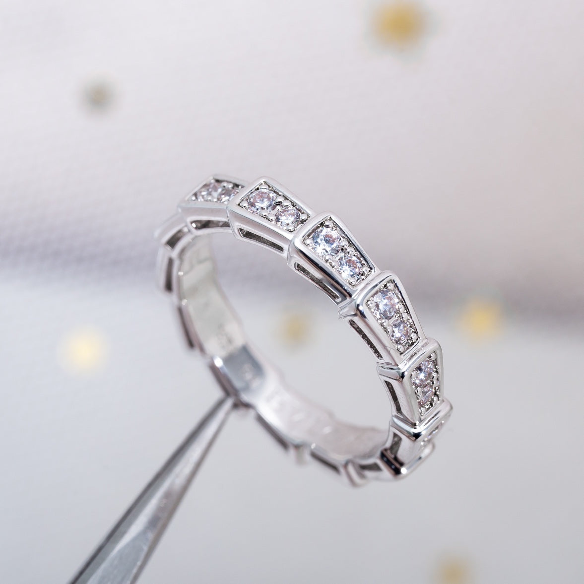 [GALE]SERPENTI RING SILVER DIAMOND PAVED 3MM