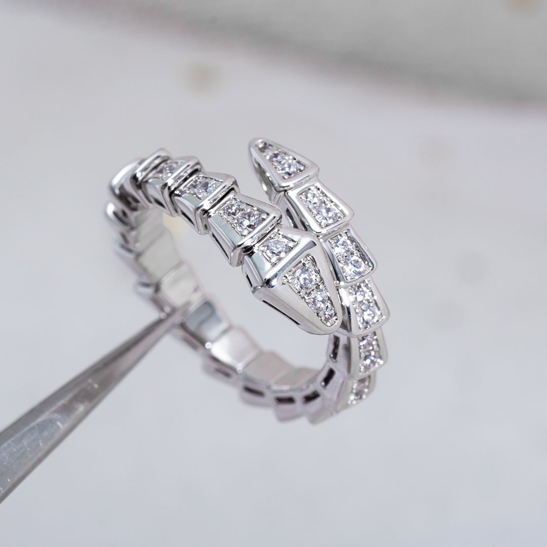 [GALE]SERPENTI RING SILVER DIAMOND PAVED 4MM