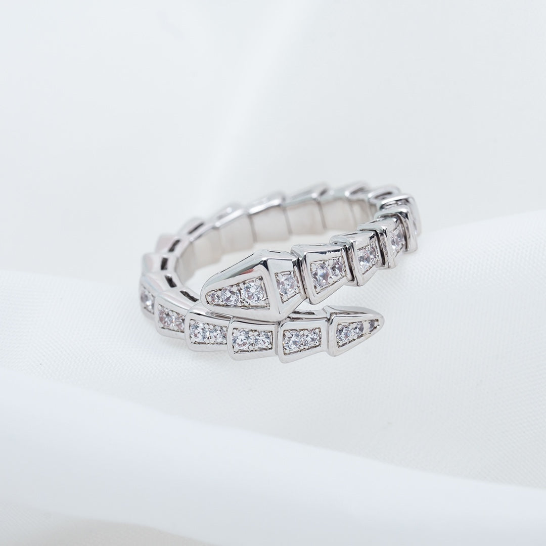 [GALE]SERPENTI RING SILVER DIAMOND PAVED 4MM