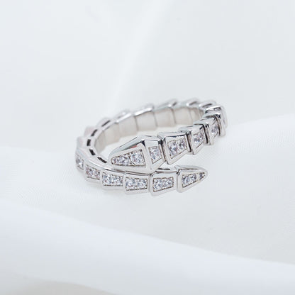 [GALE]SERPENTI RING SILVER DIAMOND PAVED 4MM