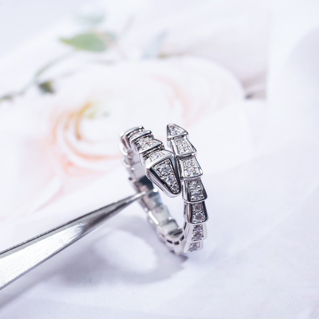 [GALE]SERPENTI RING SILVER DIAMOND PAVED 4MM