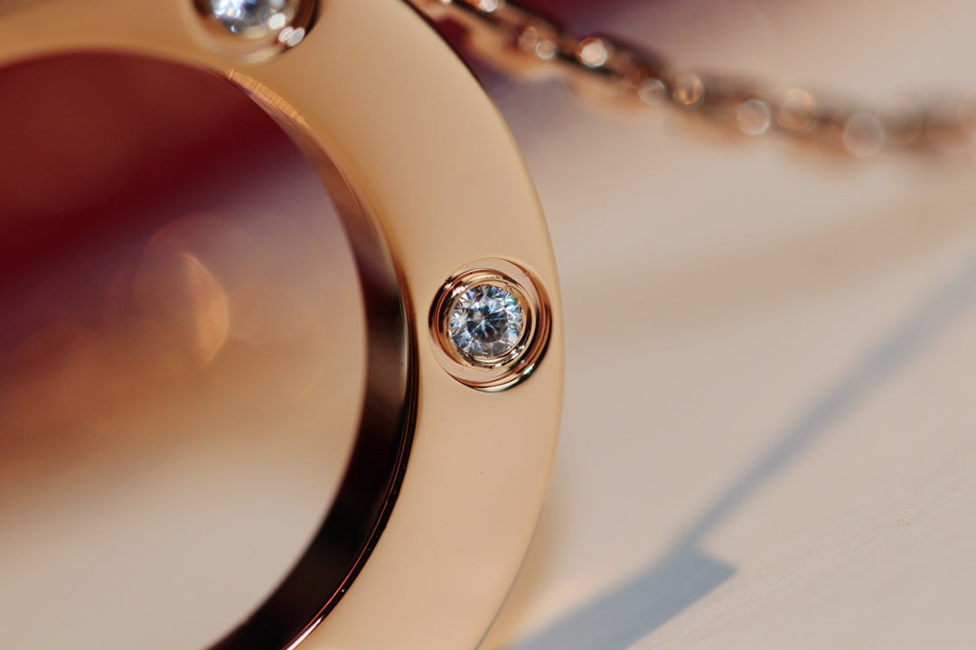 [GALE]LOVE NECKLACE 16MM 6 DIAMONDS PINK GOLD