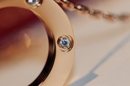 [GALE]LOVE NECKLACE 16MM 6 DIAMONDS PINK GOLD
