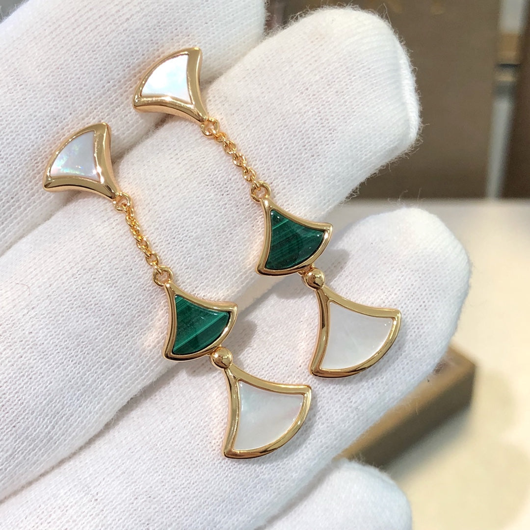 [GALE]DREAM EARRINGS 3 MOTIFS MALACHITE MOP PINK GOLD