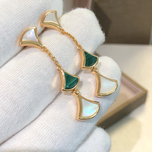 [GALE]DREAM EARRINGS 3 MOTIFS MALACHITE MOP PINK GOLD
