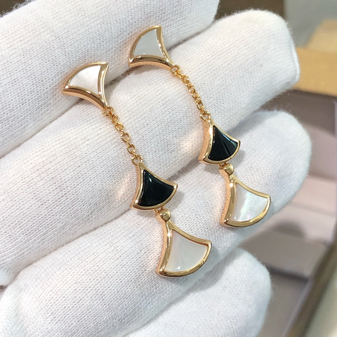 [GALE]DREAM EARRINGS 3 MOTIFS ONYX MOP PINK GOLD