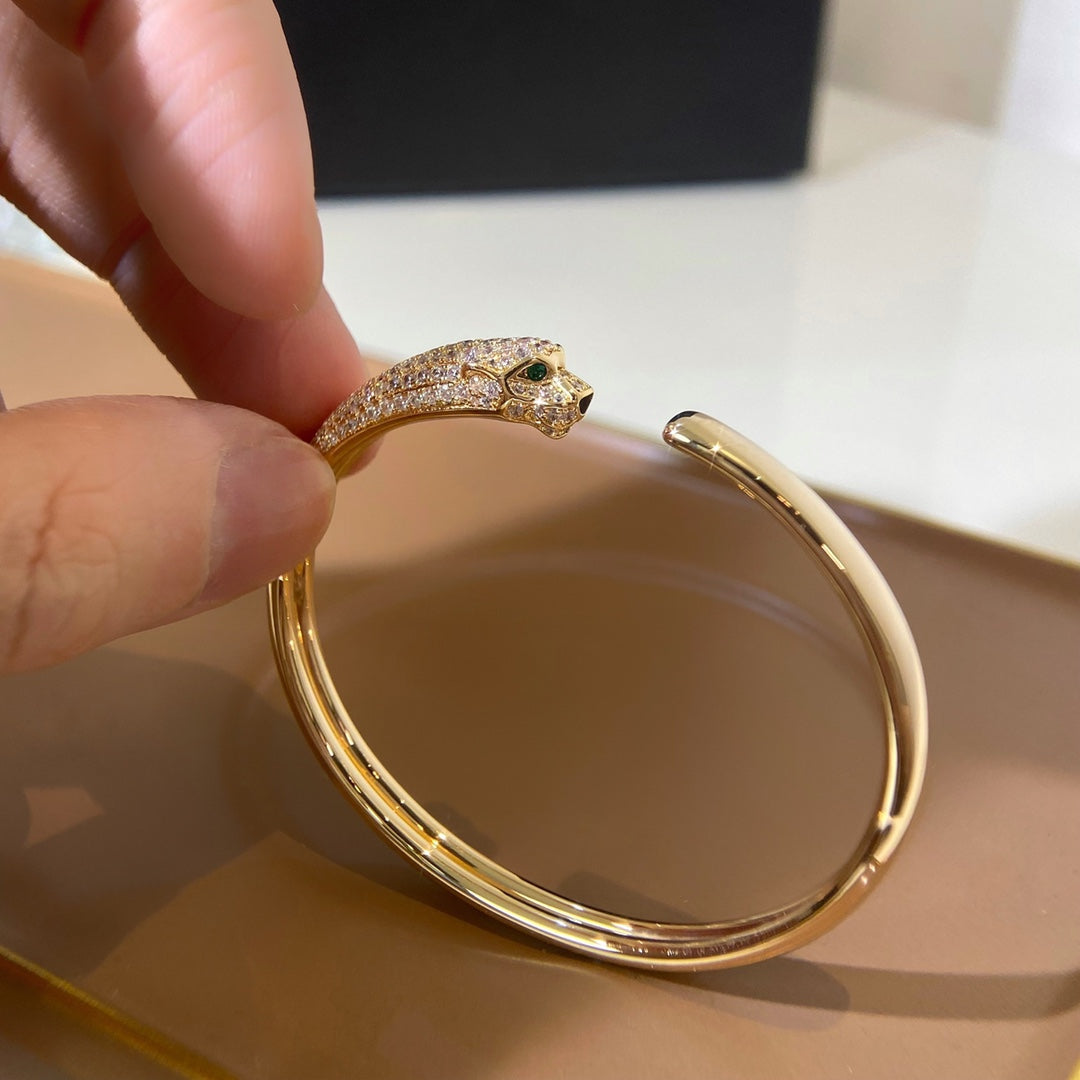 [GALE]PANTHERE GOLD DIAMOND OPEN BRACELET