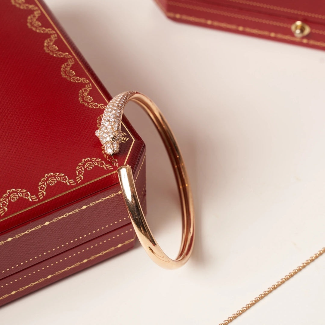 [GALE]PANTHERE ROSE GOLD DIAMOND OPEN BRACELET