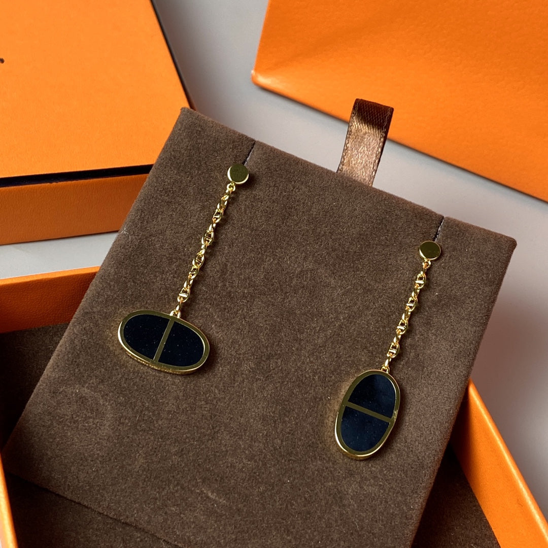 [GALE]CHAINE VERSO BLACK CERAMIC EARRINGS