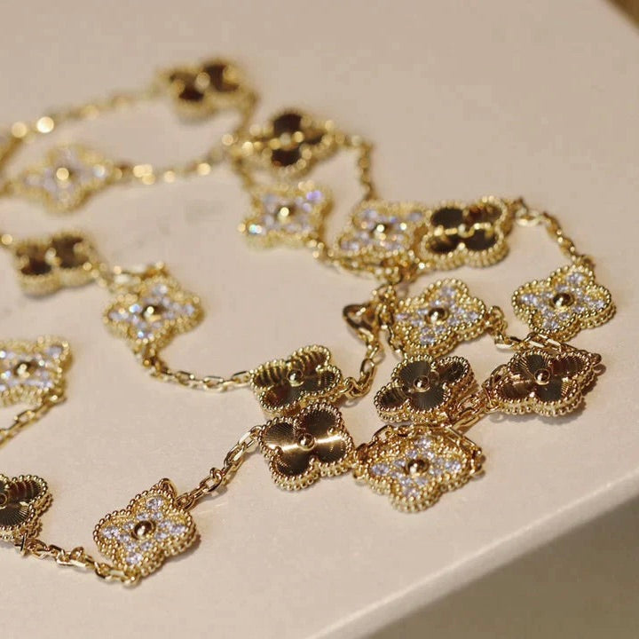 [GALE]CLOVER 20 MOTIFS LASER DIAMOND NECKLACE