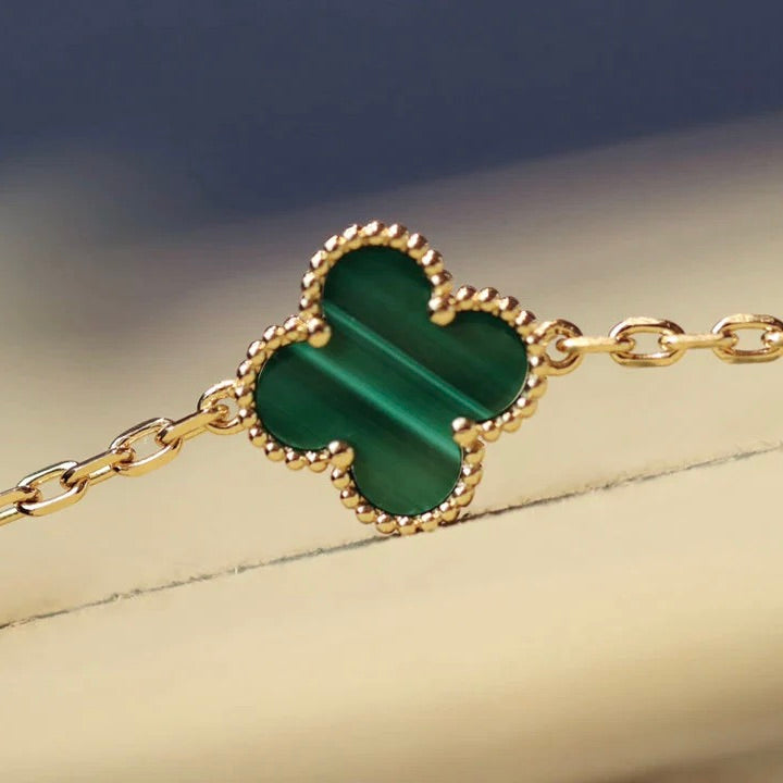 [GALE]CLOVER 20 MOTIFS MALACHITE DIAMOND NECKLACE