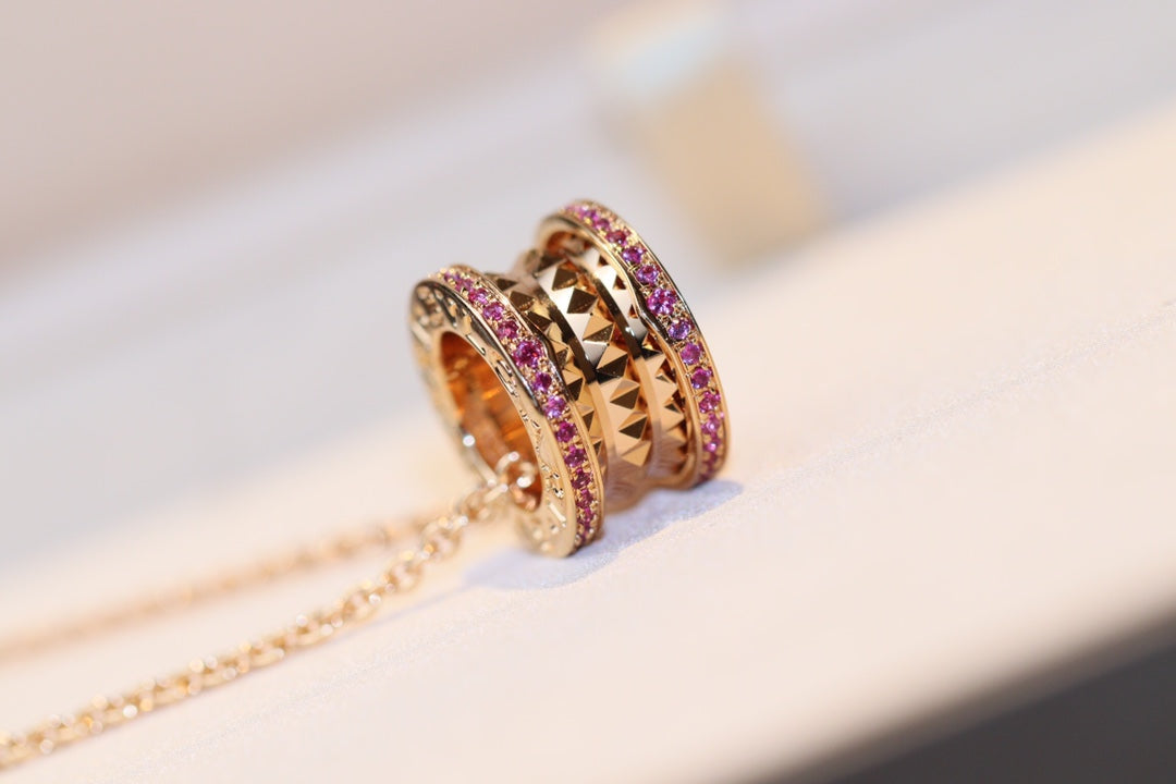 [GALE]ZERO 1 ROCK PINK GOLD PINK DIAMOND NECKLACE