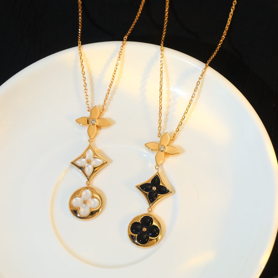 [GALE]STAR AND SUN ONYX PINK GOLD NECKLACE