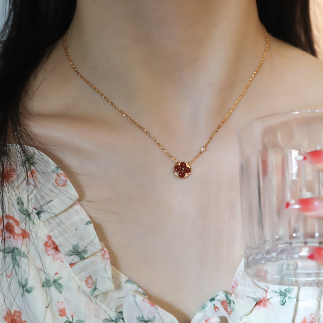 [GALE]SUN PEDANT PINK GOLD 1 DIAMOND NECKLACE