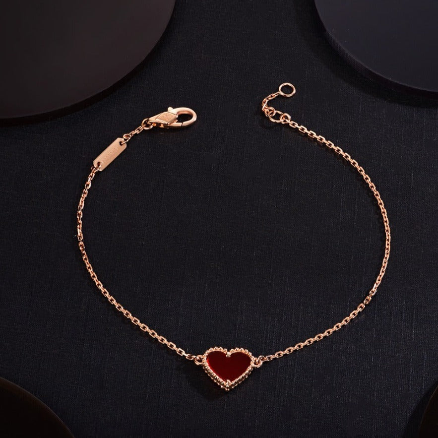 [GALE]HEART CARNELIAN PINK GOLD BRACELET