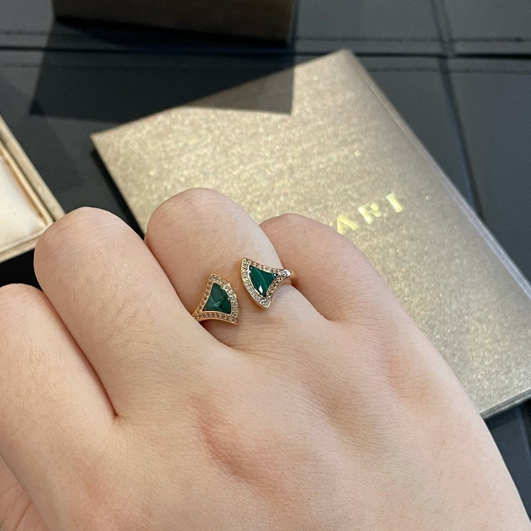 [GALE]DREAM MALACHITE DIAMOND OPEN RING