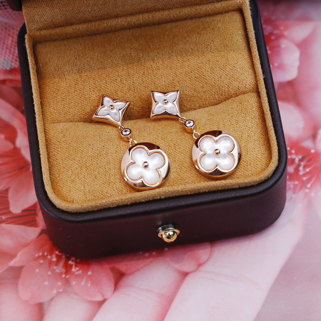 [GALE]STAR AND SUN PINK GOLD MOP DROP EARRINGS
