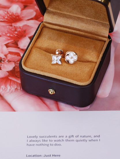 [GALE]STAR AND SUN PINK GOLD MOP STUD EARRINGS