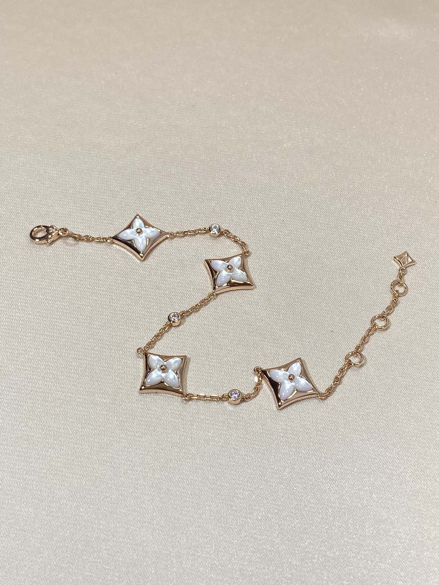 [GALE]STAR 4 MOTIF MOP DIAMOND PINK GOLD BRACELET