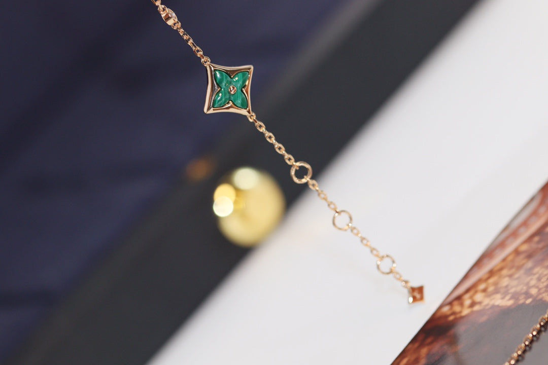 [GALE]STAR AND SUN 4 MOTIF PINK GOLD MALACHITE BRACELET