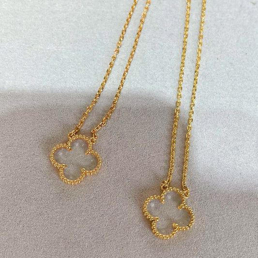 [GALE]CLOVER ROCK CRYSTAL ROSE GOLD NECKLACE