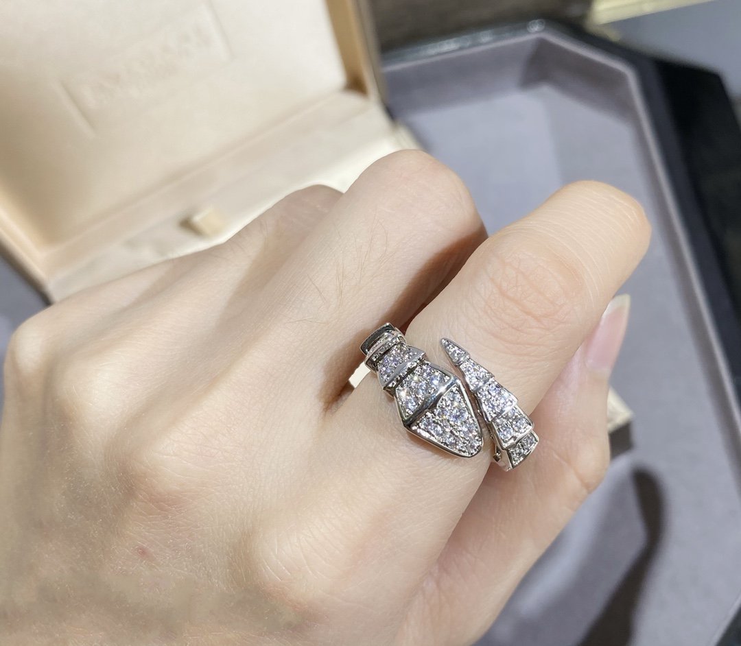 [GALE]SERPENTI LARGE RING SILVER DIAMOND PAVED