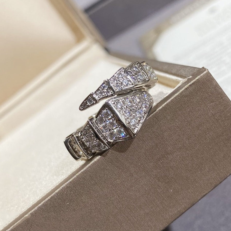 [GALE]SERPENTI LARGE RING SILVER DIAMOND PAVED