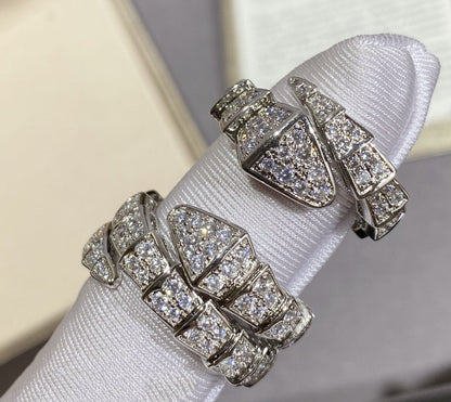 [GALE]SERPENTI LARGE RING SILVER DIAMOND PAVED