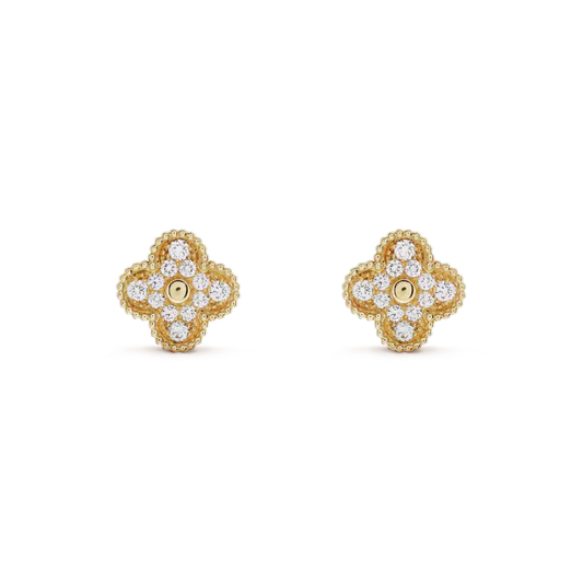 [GALE]CLOVER MEDIUM 1 MOTIFS FUll DIAMOND EARRINGS