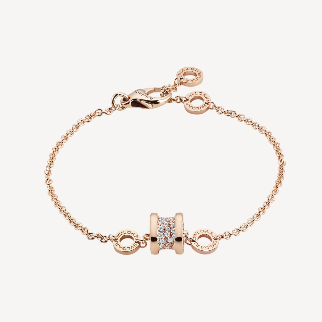 [GALE]ZERO 1 SOFT PINK GOLD WITH PAVED DIAMONDS ON THE SPIRAL BRACELET