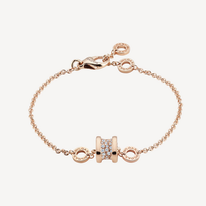 [GALE]ZERO 1 SOFT PINK GOLD WITH PAVED DIAMONDS ON THE SPIRAL BRACELET