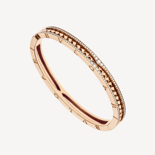 [GALE]ZERO 1 SPIRAL AND PAVED DIAMOND PINK GOLD BRACELET