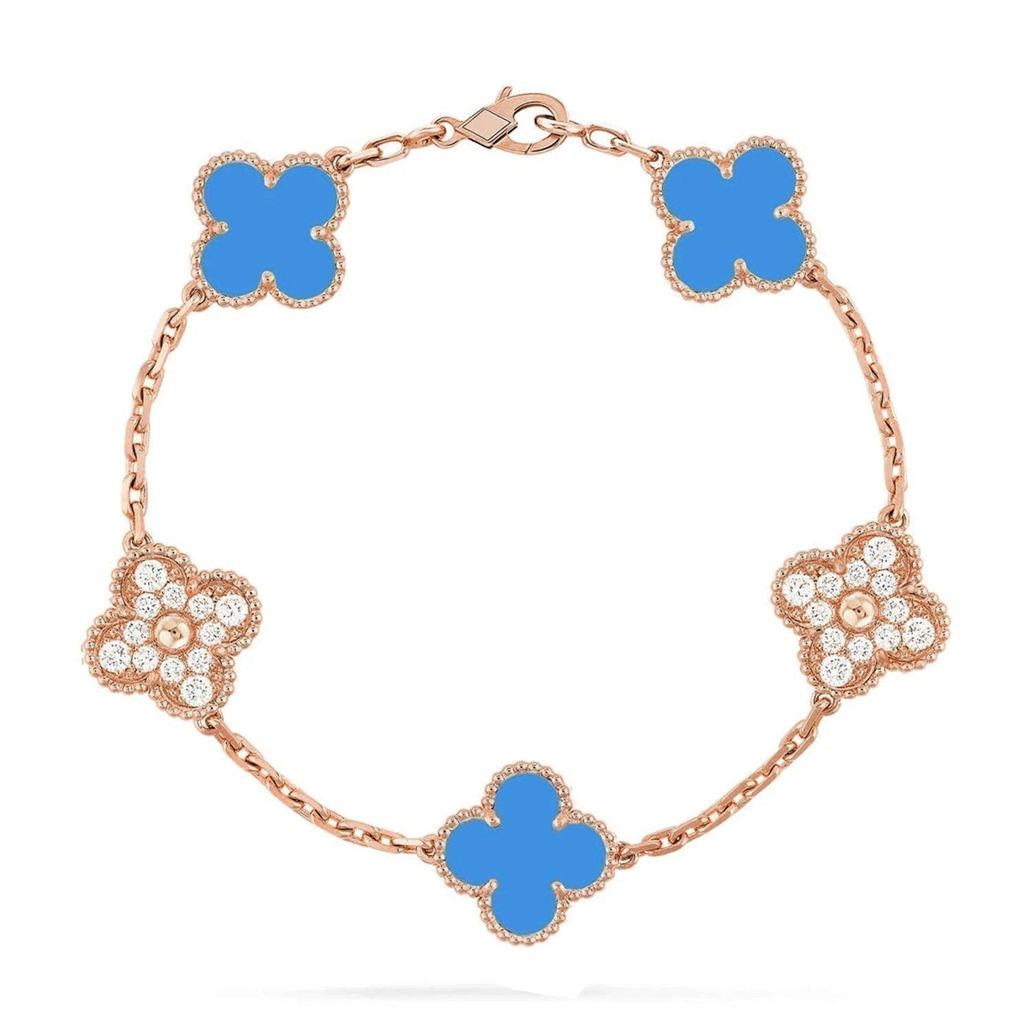[GALE] CLOVER 5 MOTIF BLUE AGATE BRACELET COLLECTION