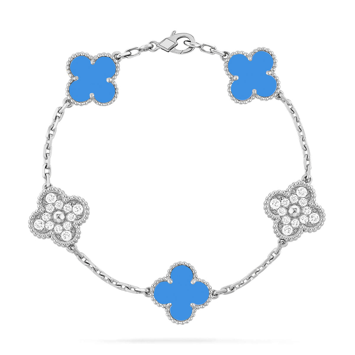 [GALE] CLOVER 5 MOTIF BLUE AGATE BRACELET COLLECTION