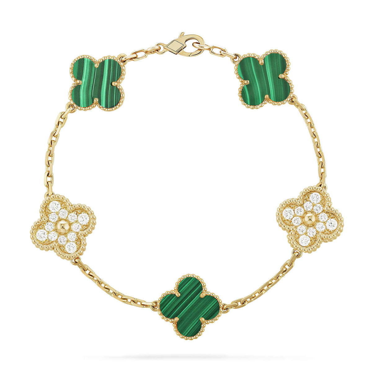 [GALE] CLOVER 5 MOTIF MALACHITE BRACELET COLLECTION