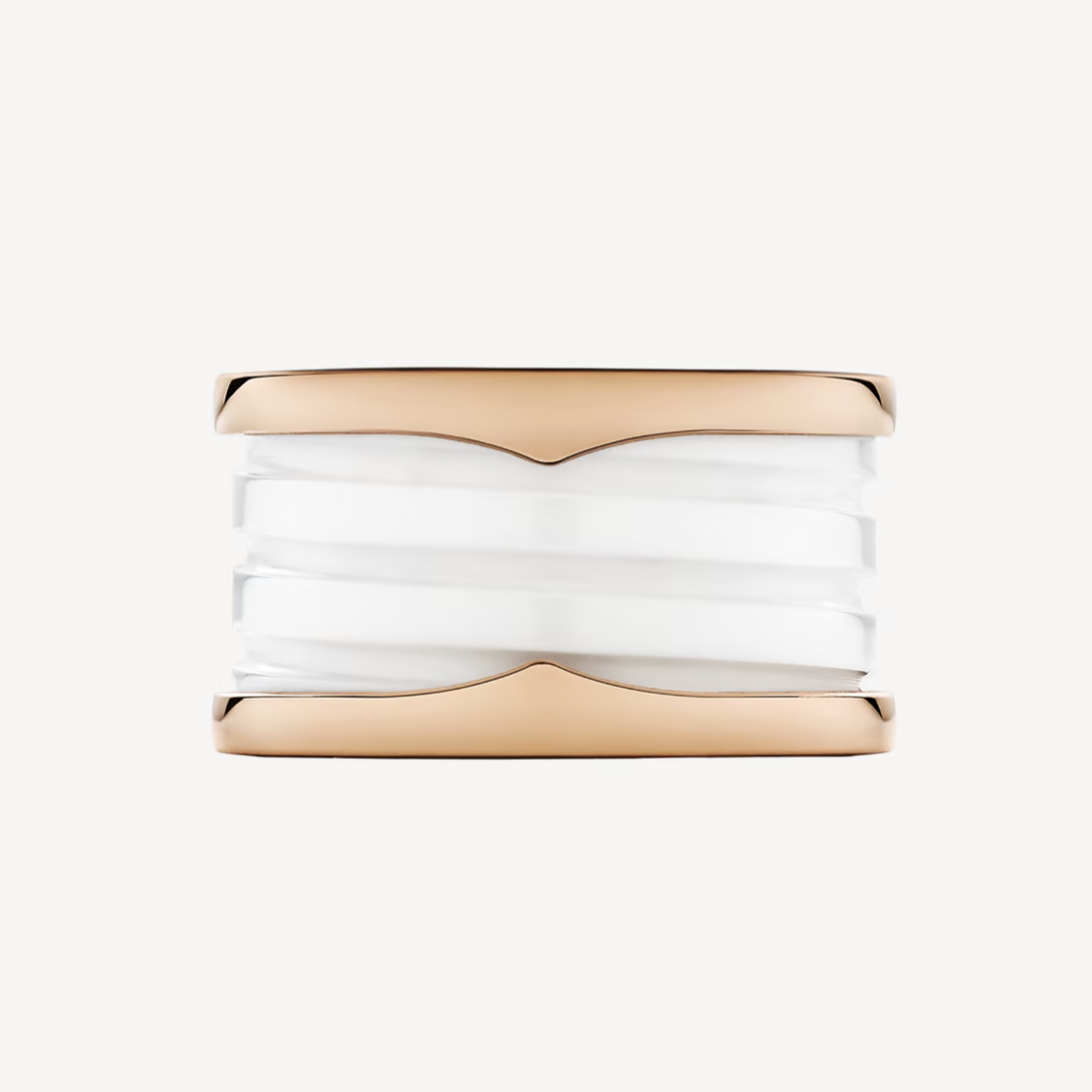 [GALE]ZERO 1 FOUR-BAND LOOPS AND WHITE CERAMIC SPIRAL PINK GOLD RING