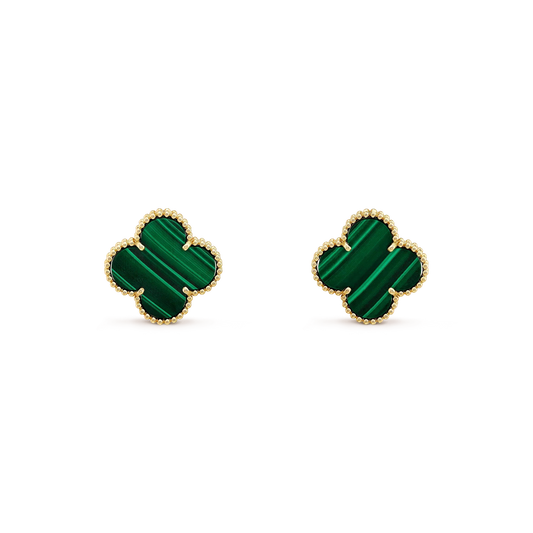 [GALE]CLOVER MINI 9.5MM MALACHITE  EARRINGS