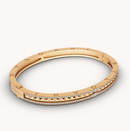 [GALE]ZERO 1 SPIRAL AND PAVED DIAMOND GOLD BRACELET