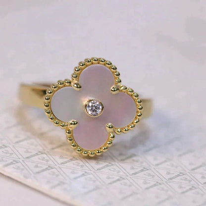 [GALE]CLOVER PINK MOP RING GOLD DIAMOND