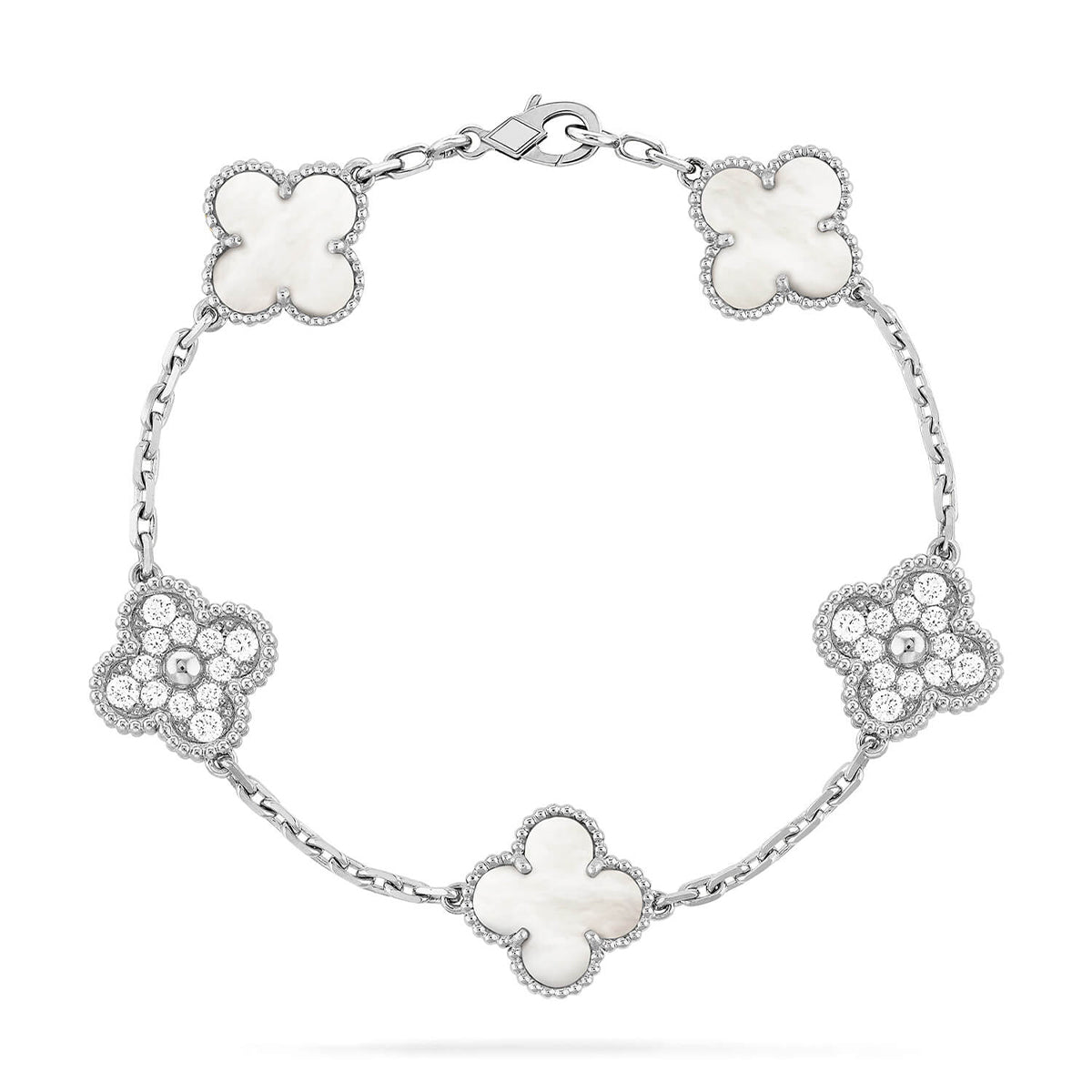 [GALE]CLOVER WHITE PEARL MOP 5 MOTIF BRACELET COLLECTION