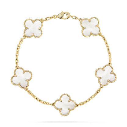 [GALE]CLOVER WHITE PEARL MOP 5 MOTIF BRACELET COLLECTION