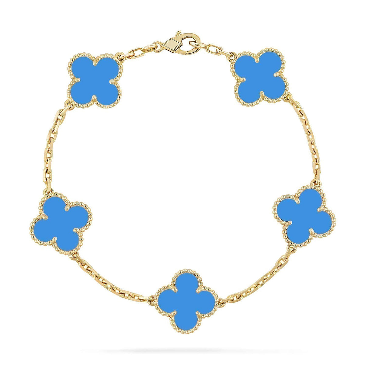 [GALE] CLOVER 5 MOTIF BLUE AGATE BRACELET COLLECTION