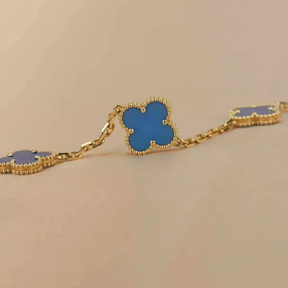 [GALE] CLOVER 5 MOTIF BLUE AGATE BRACELET COLLECTION