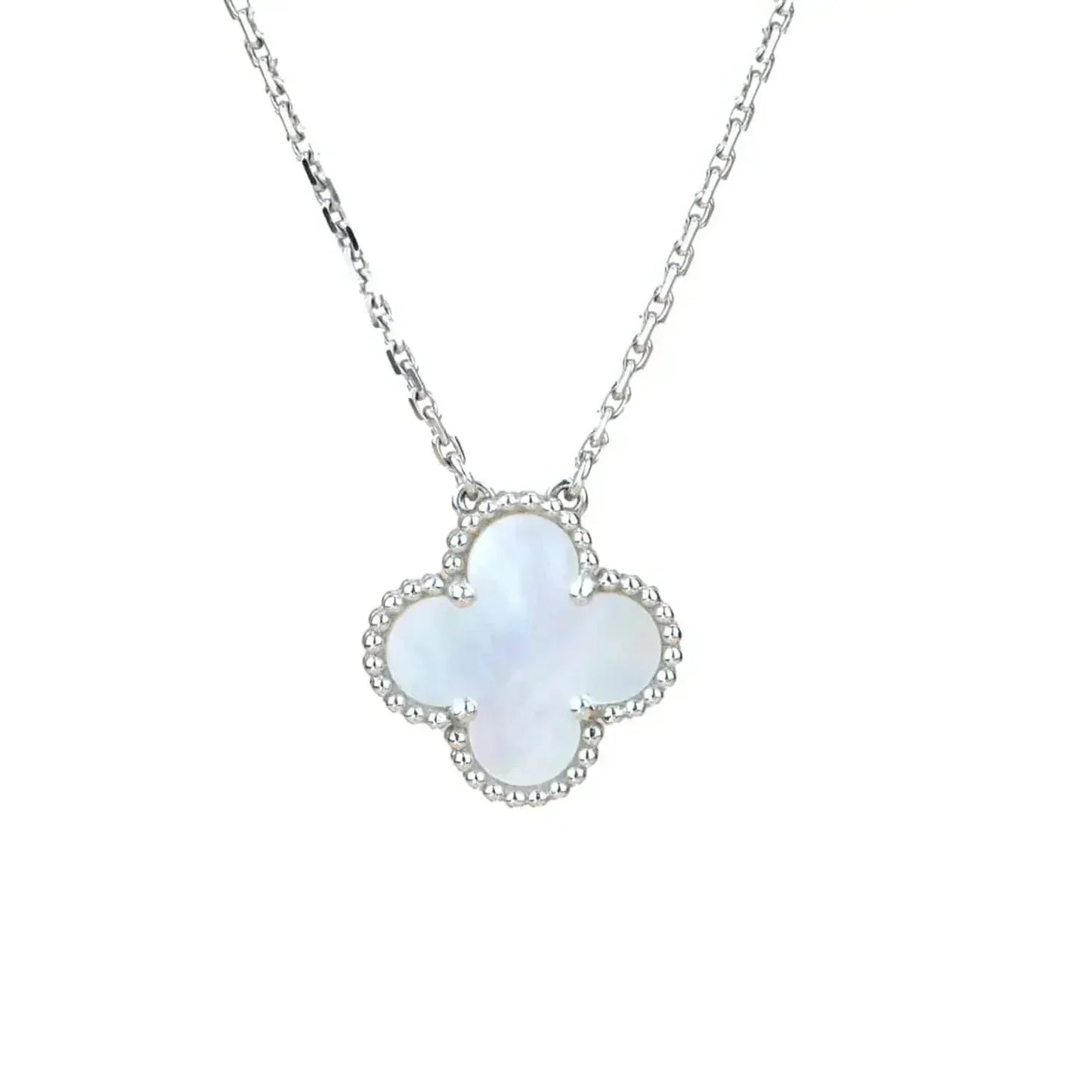 [GALE]CLOVER  15MM WHITE MOTHER-OF-PEARL SILVER
