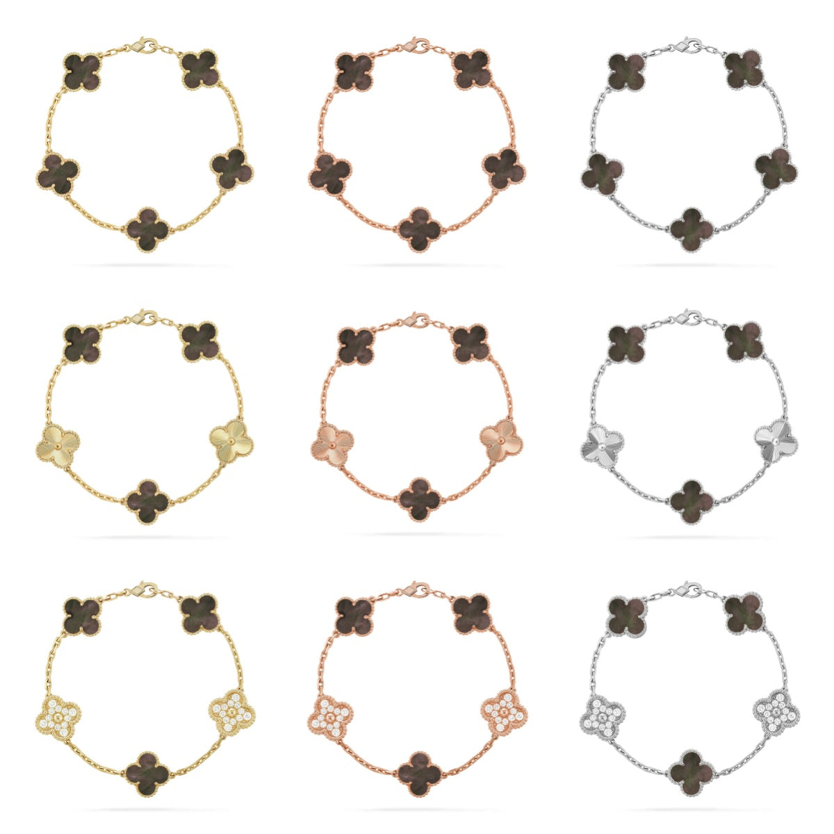[GALE] CLOVER 5 MOTIF GRAY MOP BRACELET COLLECTION