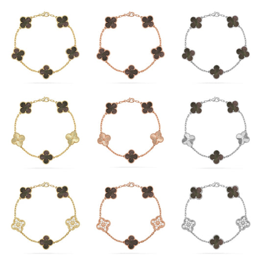 [GALE] CLOVER 5 MOTIF GRAY MOP BRACELET COLLECTION
